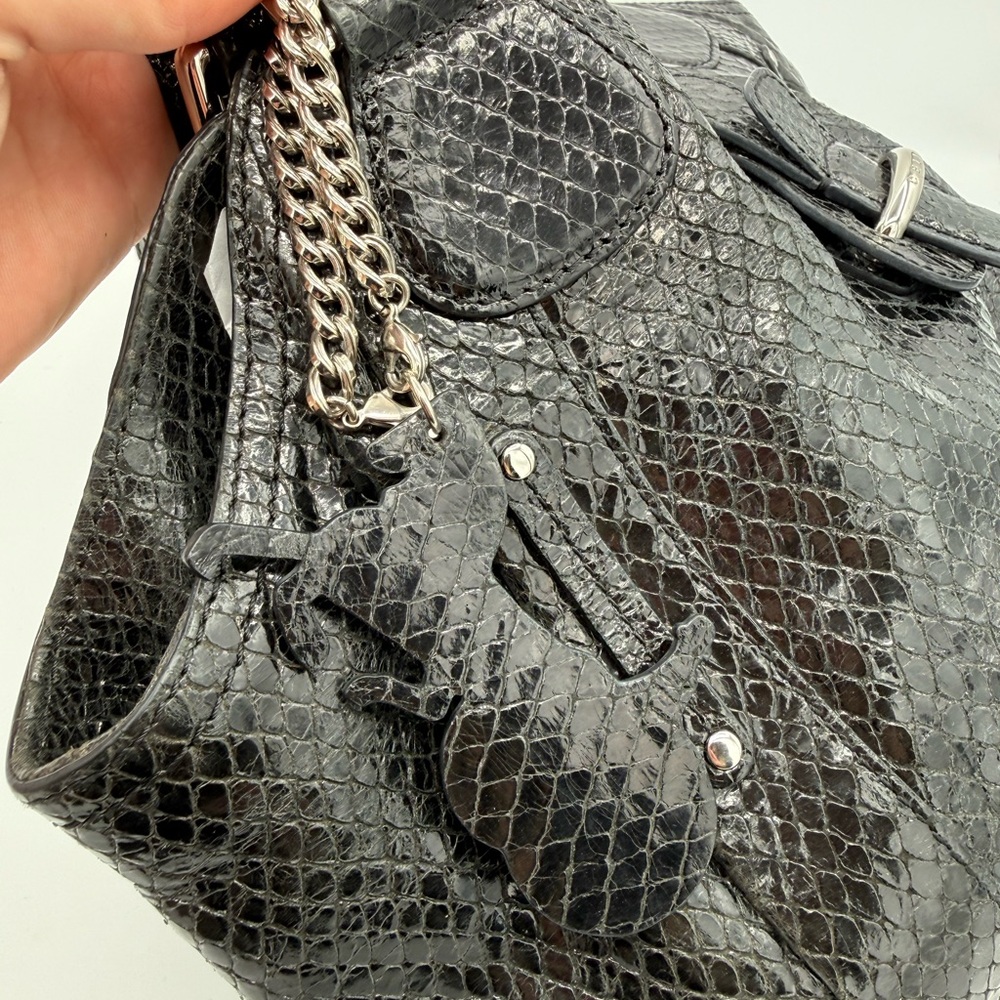 Celine Black Python Embossed Hobo Bag - image 9